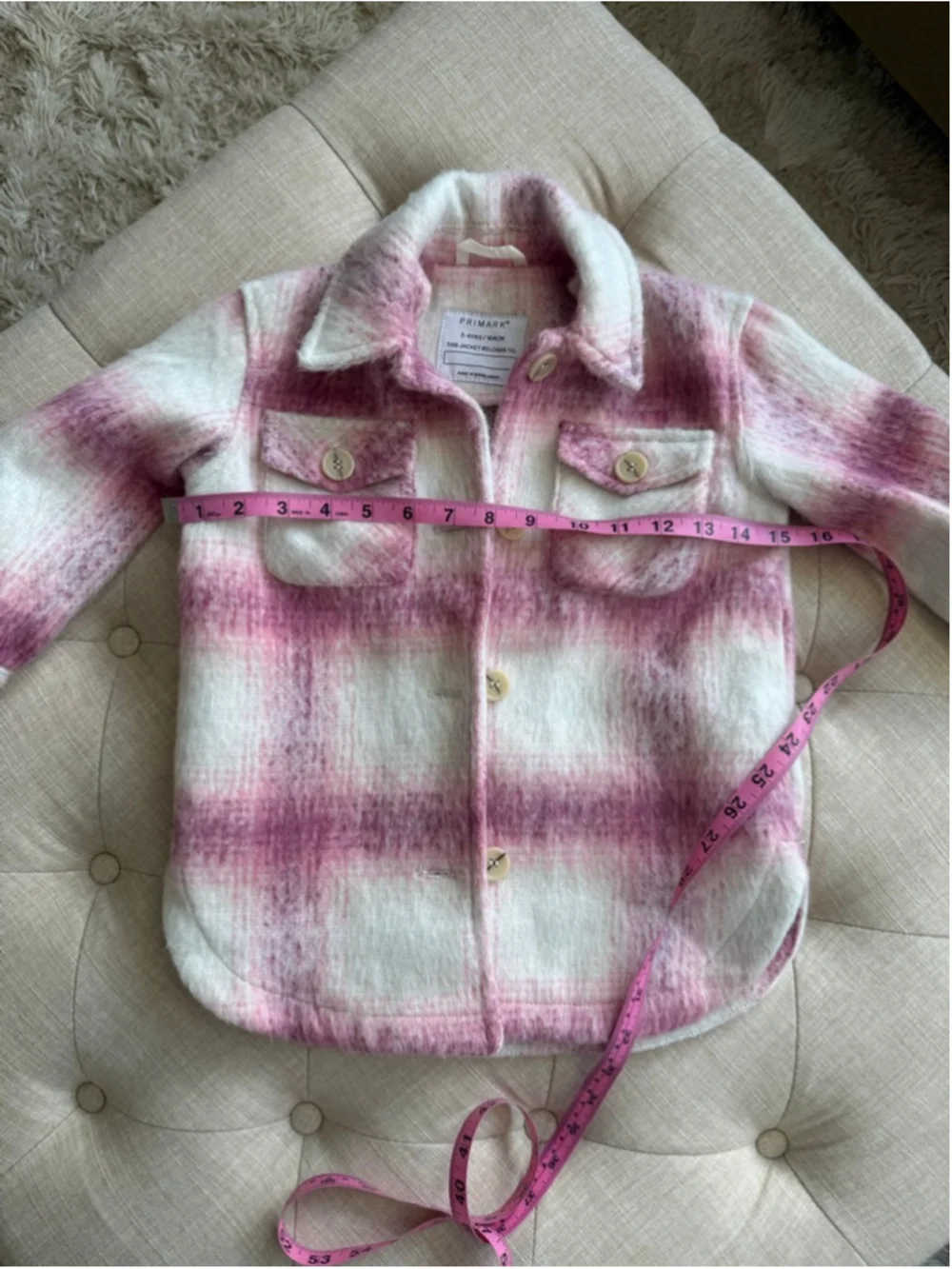 Girls Primark Plaid Shacket 3T Pink White